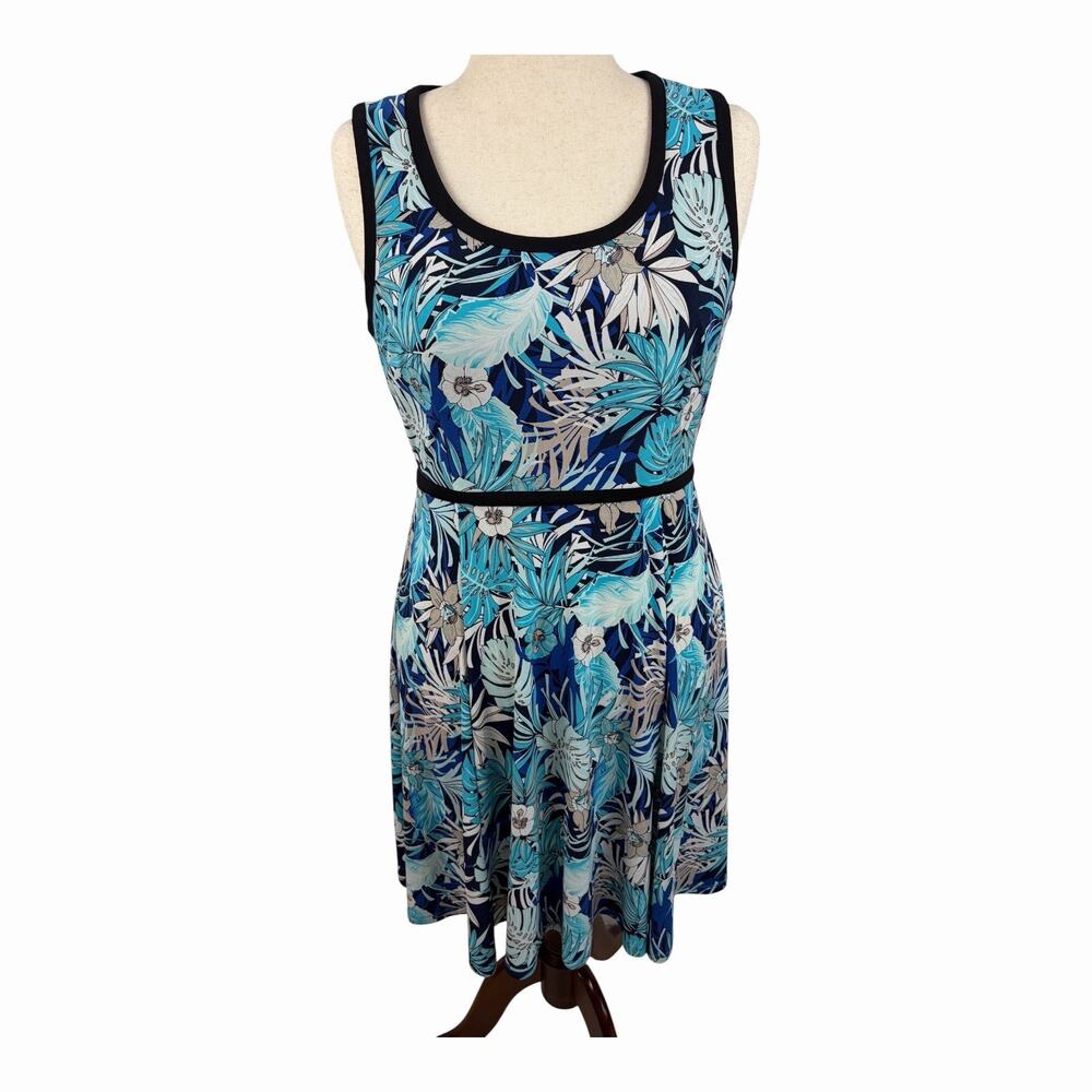 Tommy Hilfiger Women’s Tropical Floral Fit Flare Dress Blue Black Size 12